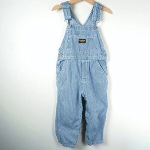 Vintage OshKosh B'Gosh Overalls Kids 4T Blue Hickory Stripe Vestbak Raiload